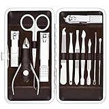 Tseoa Manicure, Pedicure Kit, Nail Clippers, Professional Grooming Kit, Nail Tools with Luxurious Travel Case, Set of 12 … (nail clippers 12pcs)