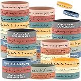 Sieral 50 Pcs Inspirational Wristbands Motivational Bracelets Rubber Bracelets Thank You Gifts Bulk for Students Women Men Stretch Quote Silicone Bracelets(Teens Size,Bright Colors)