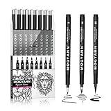 Mogyann Art Pens, Black Drawing Pens 8 size Ink Pens Set for Artist Writing, Sketching, Manga, Anime