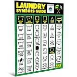 Laundry Symbols Guide Magnet - Extra Large Easy to Read 8.5” x 11” Clothing Care Instruction Cheat Sheet – Washing, Drying, Ironing & Bleaching Accessory - Functional Modern Laundry Room Art Decor