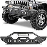 Nilight Front Bumper Compatible for 2007-2018 Wrangler JK/JKU 2018-2024 JL/JLU 2020-2024 Gladiator JT with 72W LED Light Bar 2 x 18W Light Pod 2X 18W Single Row Work Light Winch Plate,2 Years Warranty