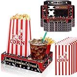 ENASGLOO 36 Pcs Movie Night Snack Trays with Popcorn Bags, Disposable Paper Snack Holder Movie Night Boxes for Cinema Movie Party Kids Birthday Party