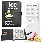 Hyperzoo 100 Envelopes Money Saving Challenge Binder, A5 Money Saving Challenges Book, Savings Binder Budget Binder with Cash Envelopes to Save $5050 (Black)