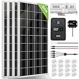 ECO-WORTHY 400 Watt 12 Volt Premium Solar Panel Kit :4pcs 100W Solar Panel+ 40A MPPT Charge Controller+ Bluetooth Module+ Mounting Z Brackets, 400W 12V Solar Power Off Grid System for Home, RV, Boat.