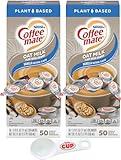 Nestle Coffee mate Plant Based Liquid Coffee Creamer Singles, Vanilla Flavored Oat Milk, 50 Ct Box (Pack of 2) with By The Cup Coffee Scoop