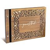 Wooden Wedding Guest Book | Beautiful Wedding Guestbook, Baby Shower, Wedding Favors for Guests | Rustic Wedding Planner & Registry, Wedding Decorations for Reception | Photo Book for Polaroid