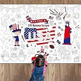 Naozinebi USA Patriotic Coloring Poster for Kids Giant Coloring Poster Large United States 4th of July Coloring Tablecloth Jumbo Independence Day Coloring Books for kids Classroom Party Supplies Favor