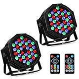 36 LED Stage Lights RGB DJ LED Par Light Remote & DMX Controlled Sound Activated Auto Play Uplights for Wedding Birthday Christmas Holiday Music Show Dance Party Stage Lighting-2 Pack