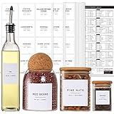 308 Kitchen Pantry Labels for Food Containers, 3 Sizes White Minimalist Organizing, Jars, Storage Bins, Preprinted Waterproof Containers