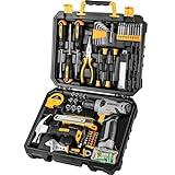 DEKOPRO 126 Piece Power Tool Combo Kits with 8V Cordless Drill, 10MM 3/8'' Keyless Chuck, Professional Household Home Tool Kit Set, DIY Hand Tool Kits for Garden Office House Repair