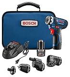 Bosch GSR12V-140FCB22 12V Cordless Flexiclick Screwdriver Kit 5-In-1 Multi-Head Power Drill Set with (2) 2.0Ah Batteries