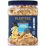 PLANTERS Deluxe Salted Whole Cashews, Party Snacks, Plant-Based Protein, Quick Snack for Adults, After School Snack, Roasted Cashew Flavored with Sea Salt, Kosher, 33oz Container