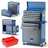 AIRAJ Large 8 Drawers Tool Chest,Rolling Tool Chest with Wheels,Heavy Duty Tool Storage Cabinet,Garage Tool Box,with Tool Box Organizer Tray Divider,Holds Up to 550 lbs(Blue)