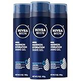 NIVEA MEN Maximum Hydration Shave Gel with Aloe Vera and Provitamin B5, Shaving Gel for Men, 3 Pack of 7 Oz Cans