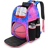 MATEIN Basketball Bag, Sturdy Soccer Bag with Ball Holder & Shoe Compartment, Large Basketball Backpack for Training Equipment, Water Resistant Sports Ball Bags Fits Volleyball Football, Colorful