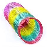 WOBOX Giant Rainbow Coil Spring Toy in Box,Classic Novelty Plastic Magic Spring Toy for Party Favors Gifts, Stress Relief, Great for Small Party Favor for Kids(10.7CMx10.7CM)