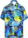 LA LEELA Men's Hawaiian Shirts Short Sleeve Button Down Shirt Mens Party Shirts Casual Holiday Tropical Island Shirts for Men Funny XL Beach, Blue