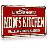 ALREAR Rustic Kitchen Wall Decor Old Country Aluminum Metal Sign, 12 x 8 inches Home Dining Room Decor - Mom's Kitchen