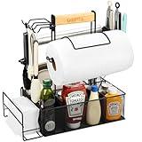 Geesta Grill Caddy, BBQ Caddy for Outdoor Grill, Picnic Camping Caddy with Paper Towel Holder & Magnetic Tool Holder, Condiment Storage Caddy Kitchen Organizer for Camper, Tailgate Accessories