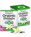 Orgain Organic Vegan Protein Powder, Vanilla Bean - 21g Plant Protein, 5g Prebiotic Fiber, Low Carb, No Lactose Ingredients, No Added Sugar, Non-GMO, For Shakes & Smoothies, 10 Travel Packs