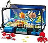 Fish Tank Building Set,Compatible with Lego Aquarium Including Marine Life Animals,Creative Lighting Fish Tank with Submarine Educational Building Toys for Kids 6-12(625Pieces)