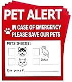 Pet Alert Safety Fire Rescue Sticker - 4 Pack,In Case of Fire Notify Rescue Personnel to Save Pets