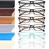 Gaoye 6 Pack Reading Glasses Blue Light Blocking for Women Men, Magnifying Readers Glass Anti UV Eyeglasses with 6 Leather Case