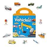 Vehicle Reusable Sticker Book for Kids Learning and Playing, Puffy Toddler Sticker Books for Kids Truck Car Stickers for Boys Girls Educational Toys Learning Books for Toddlers 3+ Birthday Gifts