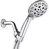 AquaDance Chrome Giant 5" 6-Setting High Pressure Hand Held Head with Hose for Ultimate Shower Spa Officially Independently Tested to Meet Strict US Quality & Performance Standards