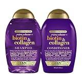 OGX Thick & Full + Biotin & Collagen Shampoo & Conditioner Set, (packaging may vary), Purple, 13 Fl Oz (Pack of 2)