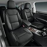 Skechers Memory Foam™ Leather Car Seat Covers, Air Cool Mesh Thick Seat Covers, Black Two Front Seat Covers, Airbag Compatible, Automotive Comfort & Protection for Most Cars, Vans, Trucks, SUV (Black)