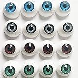 Jashem 8 Pairs of 4 Colors 22mm Half Round Realistic Acrylic Eyes for Halloween Props, Masks, Dolls or Bears Craft Plastic Eyeballs (22mm)