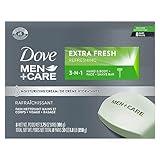 DOVE MEN + CARE 3 in 1 Bar Cleanser for Body, Face, and Shaving Extra Fresh Body and Facial Cleanser More Moisturizing Than Bar Soap to Clean and Hydrate Skin 3.75 Ounce (Pack of 8)