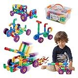 ZOZOPLAY STEM Learning Toy Tubular Pipes & Spouts & Joints 64 Piece Build Bicycle, Tank, Scootie, Moter Skills Endless Designs Educational Building Blocks Set for Kid Ages 3+ Multicolor