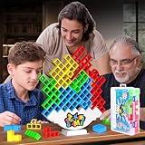 BBnote 48PCS Stack Attack Game for Adult & Kids, Tetra Board Tower Games for Family Travel Party, 2 Players Balance Stacking Toy, Team Toys Building Block