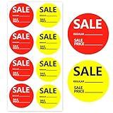 Regular Price Stickers,2 Inch Sale Price Stickers,Price Tags,Red Yellow Price Stickers for Retail Store,504 Pcs/Pack