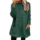 Day of Prime Deal,Prime Deals October 11-12,My Orders, Women Warm Sherpa Lined Fleece Crewneck Sweatshirt Pullover Loungewear Fashion Loose Sweater With Pockets Shirts 2024,Green #3,Medium