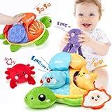 Montessori Toys for Babies 6-12 Months-6 PCS Stuffed Animals Baby Activity Color Sorting Matching Soft Crinkle Toys Fine Motor Skills Learning Toy Infant Sensory Toys for Babies 6 9 12 18 Months Gift