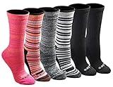 Dickies Women's Dri-Tech Fashion Moisture Control Crew Socks, Available in S-XL (5, 6, 12, Stripe (6 Pairs), Medium