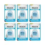 REACH Listerine Ultraclean Dental Floss 6-Pack, Plaque Remover, Shred Resistant, Waxed, Gentle on Gums & Teeth, Mint, PFAS-Free, Fresh Breath, Oral Care, for Adults & Kids, 180 yds