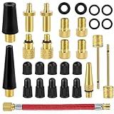 30pcs Bicycle Valve Adapter Set, Brass Tire Inflator Adapter Bike Tire Valve Adapter Inflation Devices and Accessories for Standard Pump or Air Compressor for Presta Schrader