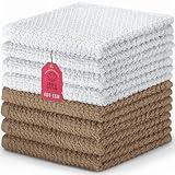 DecorRack 8 Pack 100% Cotton Face Towels, Ultra Absorbent 12 x 12 inch Wash Cloths, 400 GSM, Premium Quality, Soft Fingertip Towels for Face, Makeup, Spa, and Beauty, Cappuccino (8 Pack)