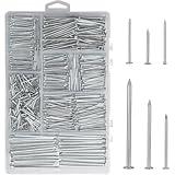 376pcs Premium Hardware Nails Assortment Kit, Maximum Length 2 Inches Galvanized Nails, Picture Hanging Nails, Wood Nails, Wall Nails with Storage Box | 6 Sizes