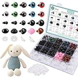 Junreox 820pcs Safety Eyes for Amigurumi- Premium Safety Eyes and Noses for Crochet Animals, Assorted Size Crochet Eyes with Washers for Dolls Plushies Toys, Safety Eyes for Stuffed Animals Teddy Bear