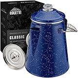 COLETTI Classic Percolator Coffee Pot — The Most Nostalgic Camping Coffee Pot, Now Modernized [Blue Enamel, 12 Cup]