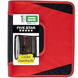 Five Star Zipper Binder, 1-1/2 Inch 3-Ring Binder for School, 3 Pocket Expanding File, 500 Sheet Capacity, Red (72206)