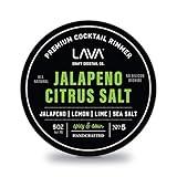 LAVA Premium Jalapeno Citrus Margarita Salt Cocktail Rimmer, All Natural Spicy Margarita Rimmer Salt, Sea Salt Rocks, Real Lime, No Silicon Dioxide, with Easy Screw-On Lid - 6oz