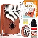 Genround Kalimba Thumb Piano & Finger Instrument Bundle, 17 Keys & 8 Keys Piano with Beginner's Study Instruction, Portable Thumb Piano for Kids and Adults, Includes Tuning Hammer