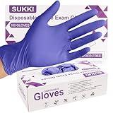 Nitrile Disposable Gloves 5Mil,100 Pcs Heavy-Duty Exam Gloves, Latex-Free & Powder-Free Food Safe, Purple Gloves Cleaning