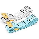 Tape Measure, iBayam Soft Ruler Measuring Tape for Body Weight Loss Fabric Sewing Tailor Cloth Vinyl Measurement Craft Supplies, 60-Inch Double Scale Ruler, 2-Pack White, Blue